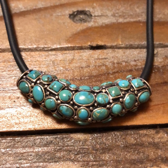 Turquoise and silver choker - Picture 3 of 6